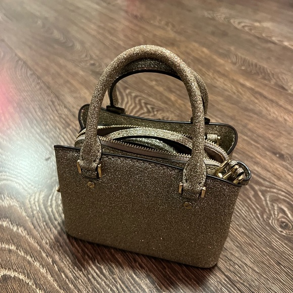 Michael Kors MK Savannah mini satchel gold sparkle - Picture 6 of 8